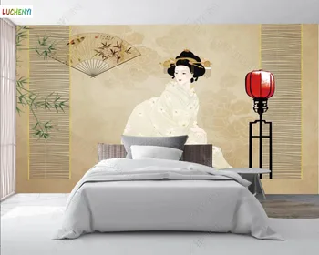 Abstraktných de paredel Ručne maľované znaky a žien v Japonskej reštaurácii kultúry spálňa tapety domáce dekorácie