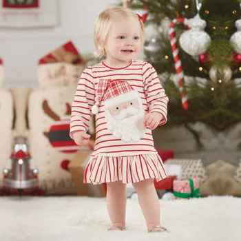 Európske a Americké Vianočné dovolenku detské oblečenie dievčatá šaty dlhé rukávy prekladané snehuliak princezná šaty