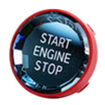 2 KS Interiéru Vozidla Spínač Kryt Crystal Jedno-Tlačidlo Engine Start Stop Tlačidlo Nálepky Výbava pre BMW - 3/5 Radu, Red & Silver Obrázok 2