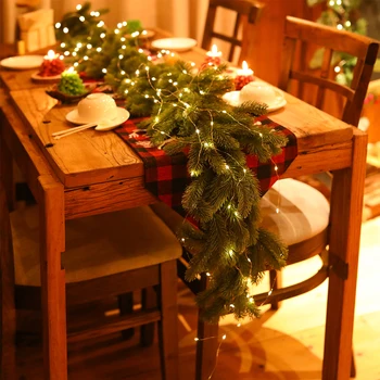 1.8 M Vianočný Veniec Umelý Borovica Smrek Cedar Veniec Zelená Rastlina, Vianočné Dekorácie Zimné Party Dekorácie vína Obrázok 2