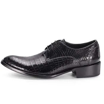 piliyuan nový krokodílej špicaté Kožené mužov šaty topánky muž priedušná príručka podnikania muž black mužov formálne topánky Obrázok 2