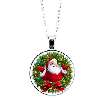 LE Cartoon Santa Claus Cabochon Sklo Náhrdelník Prívesok Náramok Náramok Náušnice Šperky Set 4Pcs dámske Šperky Obrázok 2