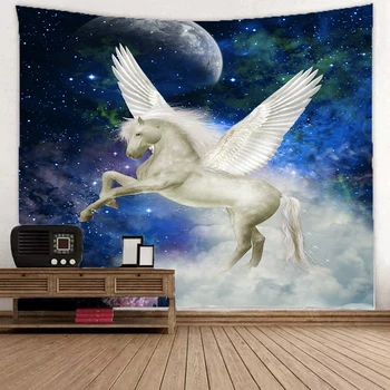 Unicorn Psychedelic Gobelín Pegasus Hippie Gobelín Wall Art Gobelín Plagát, Obývacej Izby, Spálne Dekorácie Gobelín Obrázok 2