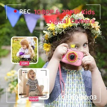 Digitálny Detský Fotoaparát, Selfie Deti Fotoaparát s rozlíšením 1080P HD Nahrávky 20M Obrázky pre Strany, Outdoorové Aktivity, Narodeniny Christams Gi Obrázok 2