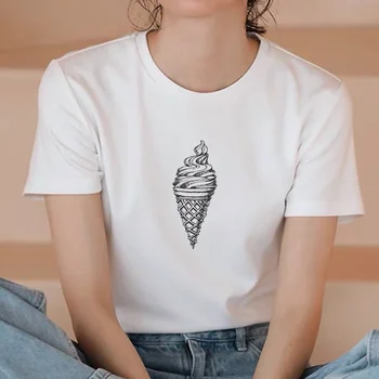 Ženy Grafické Ice Cream Tému Tlač Roztomilý Módne Ženské Šaty, Topy Leto Jar 90. rokoch Štýl Bežné Tees Tričko T-Shirt Obrázok 2