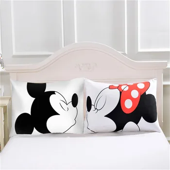 Disney Mickey Mouse, Minnie mäkké Vankúše bytový Textil Biela Pár Vankúš Dekoračné Vankúše Prípade, Obývacia Izba darček Obrázok 2