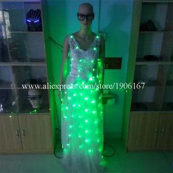Najnovšie Led Svietiace Party Šaty LED Svetlo Do Štádia rastu výkonnosti Svadobné Šaty Spoločenský Kostým Obrázok 2