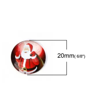DoreenBeads Sklenenou Kupolou Tesnenia Cabochon Kolo Flatback Black & White Christmas Santa Claus Vzor DIY 20 mm( 6/8