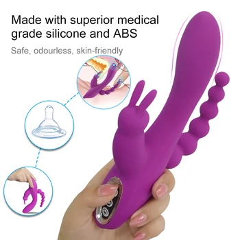 3 V 1 Dildo Králik Vibrátory Pre Ženy Masáž Klitorisu Análne Korálky Sexuálne Hračky Pre Dospelých G-Spot Stimuláciu Ženských Masturbator Obrázok 2