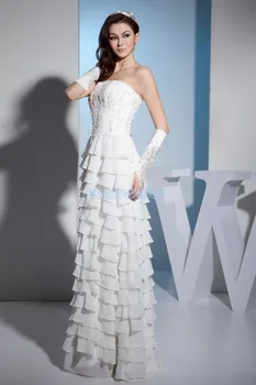 doprava zadarmo 2016 nastya nový dizajn lw-006 custommade veľkosť/farbu svadobné šaty appliques vziať šaty biele veľké veľkosti svadobné šaty Obrázok 2