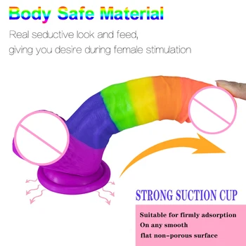 Super Realistický Silikónové Rainbow Dildo Obrovský Análny Penis Godeho Prísavky Sextoys Ženská Masturbácia Faloimitator Produkty Dick Obrázok 2