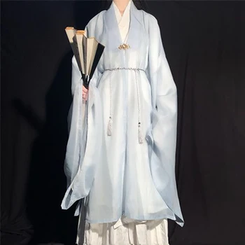 Jednofarebné Hanfu Dynastie Ming Kríž Golier, Dlhé Šaty, Veľkosť Mužov A Žien v Moderných Čínskych Tradičných Národných cosply Obrázok 2