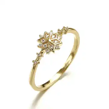 Móda Snowflake Krúžok Šperky, Svadobné Zapojenie Zlatá Farba Striebornej Farbe Pre Ženy Darček K Narodeninám Obrázok 2