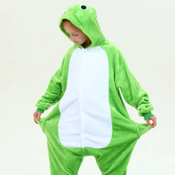 deti jeden kus pyžamo zvierat žaba cosplay pyžamá pre 3-10years deti chlapcov dievča mäkké flanelové sleepwear odev oblečenie Obrázok 2