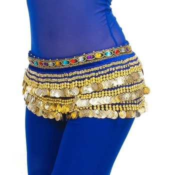 Lacné Dancewear Ženy Praxi Oblečenie Trojuholník Hip Šatku Farebné Drahokamu Nastaviteľné Fit 300 Zlatých Mincí, Brušný Tanec Obrázok 2