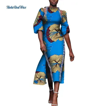 Móda Lady Party/Večerné Šaty Bazin Riche 1/2 Rukáv Elegantné Koleno Dĺžke Šaty Dashiki Africkej Ženy Oblečenie WY8931 Obrázok 2