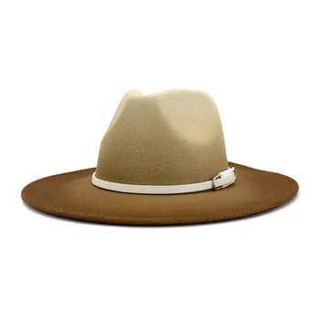 Jeseň mužov vlnená čiapka Zimná tie-dye klobúky tvrdý klobúk Veľké okraj jazz klobúky, dva-farba British klobúky Panama čiapky fedora Obrázok 2