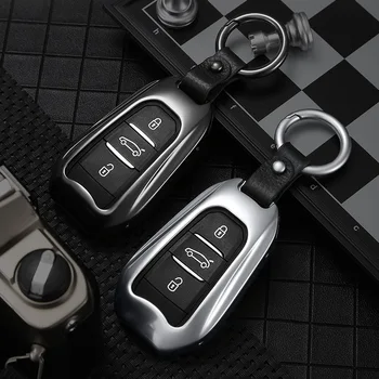 2021 Luxusné Kovové Auto Kľúč, Kryt Prípade Ochrany Keychain pre Peugeot 54008 Dongfeng Hliníkovej Zliatiny Auto Príslušenstvo Tlačidlo Kabelku Taška Obrázok 2