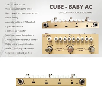 M-VAVE Cube-DIEŤA Nabíjateľná Multi Účinky Pedál Pre Akustické Gitary, Nahrávanie Audio Rozhranie Funkcia Účinky na Pedál Obrázok 2