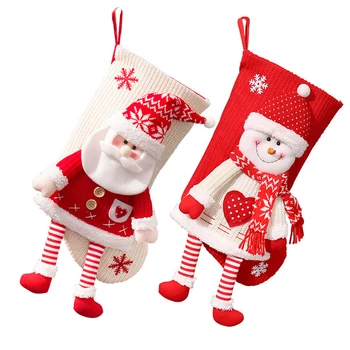 Vianočné Pančuchy Candy Bag Santa Claus Červená Ponožka pre Dovolenku Dekorácie, Krásne Vianoce, Darček Taška Ozdoba na Vianočný Stromček Obrázok 2