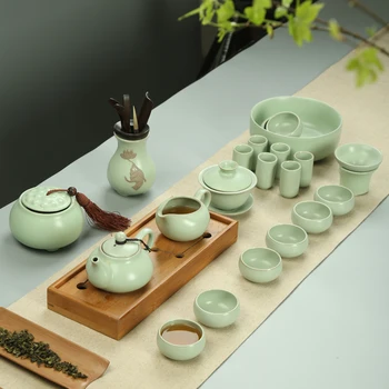 Ru pece Kung Fu čaj nastaviť kanvicu čaju misy pohár nastaviť ľadová glazúra zelená čajový obrad jednoduchý domov čaj darček Obrázok 2