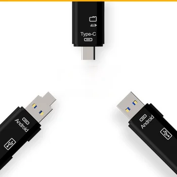SD Card Reader USB C Čítačka Kariet 3 V 1, USB 2.0 TF Mirco SD Smart Čítačka Pamäťových Kariet Typu C OTG Flash Cardreader Adaptér Obrázok 2