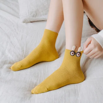 Dámy roztomilý troch-dimenzionální zábavné veľké oči trubice ponožky cartoon študent bavlnené ponožky Obrázok 2
