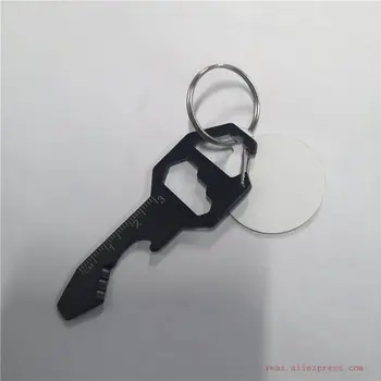 sublimačná prázdne pravítko otvárač nástroj keychains s okrúhlym Hliníkové charms prázdne diy materiálov 15pcs/veľa Obrázok 2