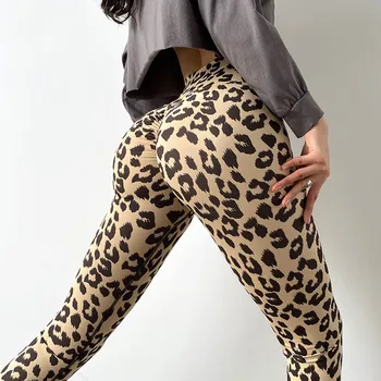 Vysoký Pás Športové Nohavice Telocvični Cvičenie Leginy Ženy Leopardí Vzor Tlač Legíny Scrunch Zadok Fitness Jóga Nohavice Femme Športové Oblečenie Obrázok 2