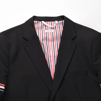 TB THOM Mužský Oblek kórejský Módny Dizajn Blejzre Klasické Dvojité Remienok Pruhy Vyhovovali Bundy Formálne Obleku Bundy Obrázok 2