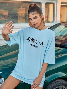 Nadrozmerná Baba Japonský T-shirt Vintage Inšpiroval Bavlna Ubisex Tee módne trendy pohodlie ženy fashion street style nosenie top Obrázok 2
