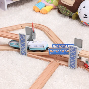 Drevený Plot Dvojité Výťah Most Overpass železničnej Trate Železničnej Hračky Nastaviť Príslušenstvo Model detský Dary Obrázok 2