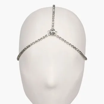 Elegantné Crystal Čelo Reťazca Oválne Kameň hlavový most Vlasy, Šperky pre Ženy, Luxusné Crystal Reťazca Headpiece Svadobné Hlavu Reťazca Obrázok 2