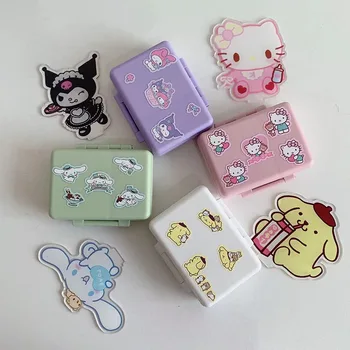 Kawaii Sanrio Pilulku Boxkuromi Cinnamoroll Moje Melódie Anime Organizátor Kontajner Tabletky Prenosné Cestovné Candy Boxtoys pre Dievčatá Darček Obrázok 2