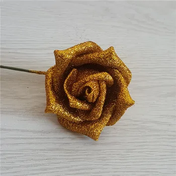 Plné zlata, ružová PE ruže kvet simulácia ruže kvet cartoon kytice diy zlato ružový kvet Valentína kyticu lesk rose Obrázok 2