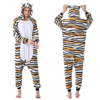 Tiger, Mačka Onesies Zimné Deti Totoro Steh Panda Onesie Deti Anime Kostýmy Dospelých Dievčatá Chlapci Flanelové Sleepwear Pyžamá Obrázok 2