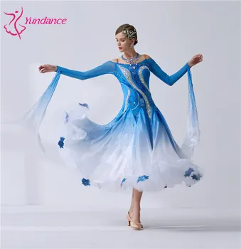 B-19510 Yundance vysokej kvality nový národný štandard moderných tanečných kostýmov, vykonáva dlho ballroom dance šaty pre deti Obrázok 2