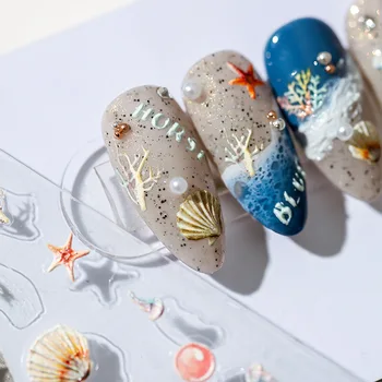 3D Japonský Kvetinový Nail Art Nálepky Nezvyčajné Podmorský Svet, Leštenie Nechtov Gél Nálepky Samolepiace Nálepky pre Manikúru Obrázok 2