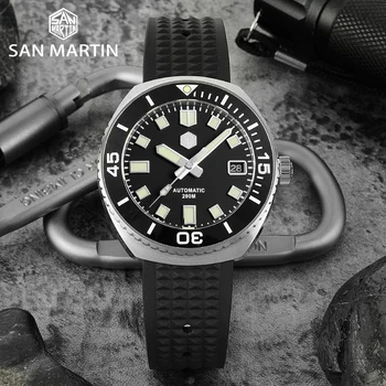 San Martin Mužov Automatické Mechancial náramkové hodinky NH35 Nehrdzavejúcej Ocele Sapphire C3 Svetelný Black Dial Diver Luxusný Top Značky Obrázok 2