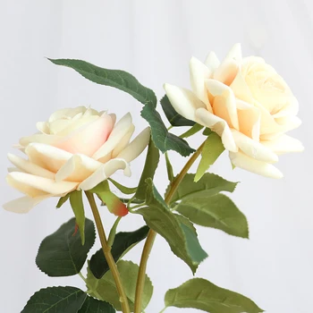 3ks Umelé 2 Hlavy Velvet Hodváb Rose Svadobný Kvet Usporiadanie Domáce Dekorácie Falošné Kvety Valentín Darčeky 8 Farieb Obrázok 2