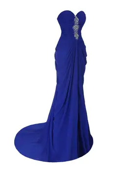 JaneVini Kráľovská Modrá Šaty pre Družičky 2019 Korálkové Šifón Bridesmaid, Šaty Split Dlho Ženy, Svadobné Party Šaty Formálne oblečenie Obrázok 2