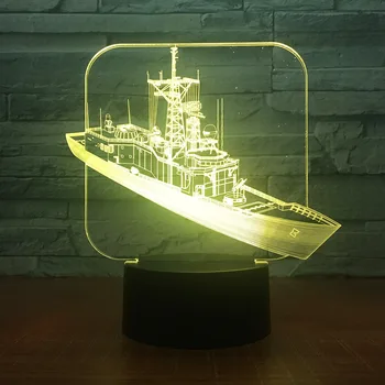 Loď 3D LED Nočné Svetlo Plavba s 7 Farieb Svetla, pre Domáce Dekorácie, Lampy Úžasné Vizualizácie Optické Ilúzie Úžasné Obrázok 2