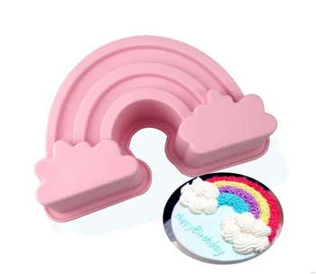3D Rainbow, Silikónové Formy Detská Narodeninová Párty Cake Zdobenie Nástroje Fondant Čokoládové Cukrovinky Gumpaste Formy na Pečenie Formy M008 Obrázok 2