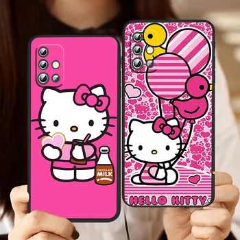 Hello Kitty Roztomilé Anime Telefón puzdro Pre Samsung A91 A73 A72 A71 A53 A52S A42 A33 A23 A32 A13 A22 A12 A03S Čiernym Krytom Obrázok 2