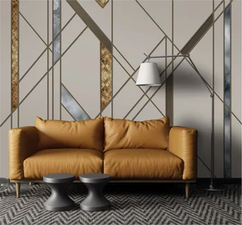 Nordic minimalistický osobnosti abstraktné geometrické línie námestie TV vlastnú tapetu 8D nepremokavé steny pokrýva Obrázok 2
