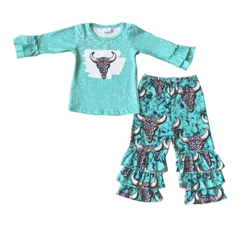 Najpredávanejšie Deti Jeseň Zimné Oblečenie Baby Girl Fashion Leopard Krava Vzor 2Pieces Set S Polevou Prehrabať Hornej A Dlhé Nohavice Obrázok 2
