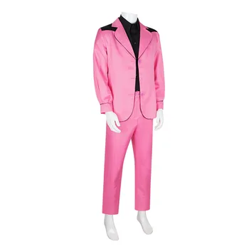 2022 Film Elvis Elvis Presley Cosplay Kostým Tričko, Kabát, Nohavice, Oblečenie Halloween Karneval Muži Fashion Idol Ružový Oblek Obrázok 2